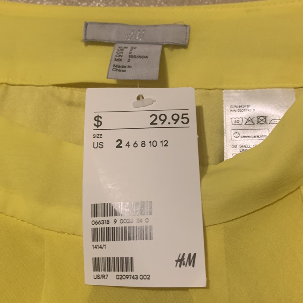 H&M size 2 yellow ruffled skirt NWT - Picture 3 of 3